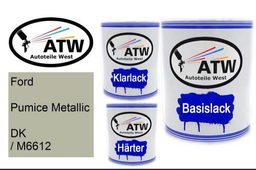 Ford, Pumice Metallic, DK / M6612: 1L Lackdose + 1L Klarlack + 500ml Härter - Set, von ATW Autoteile West.